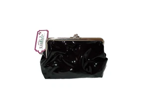 NUEVO CON ETIQUETAS BOLSO CLUTCH NEGRO BRILLANTE ESTILO U - Imagen 1 de 2