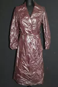 Vintage Lang Kanadische 1970'S DAMEN Dunkelrot Leder Mantel Größe M - Bild 1 von 6