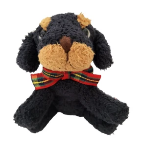 Russ Luv Pets Rottweiler Puppy Dog Plush Toy Plaid Bow 3" Beanie Black Chamois - Bild 1 von 10