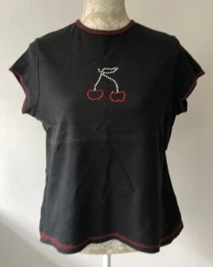 Etam Diamanté Cherry T-shirt Top UK XL - Picture 1 of 24