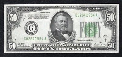 FR. 2101-G 1928-A $50 FRN FEDERAL RESERVE NOTE CHICAGO, IL EXTREMELY FINE - Image 1 of 2