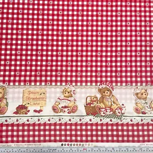 VTG Daisy Kingdom 2000 Cherished Teddies Strawberry Lane Border Remnant 24 x 44 - Picture 1 of 3