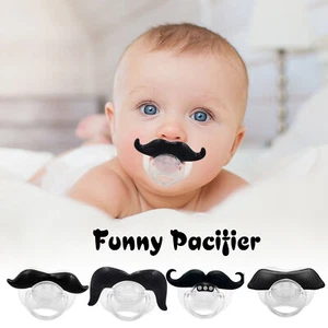 4 Pack Funny Baby Toddler Orthodontic Pacifiers SAFE Kissable Mustache Pacifier - Picture 1 of 11