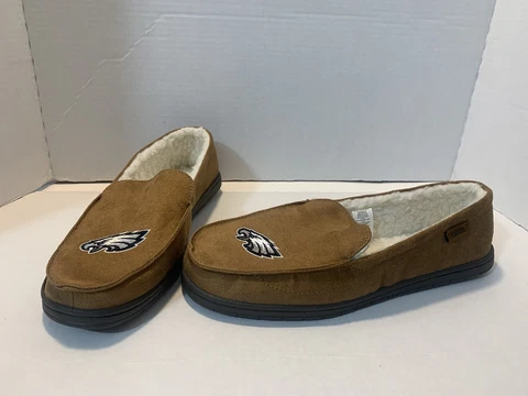 Philadelphia Eagles FOCO Logo Sz Lg Mens Brown Slippers NWOB Cover