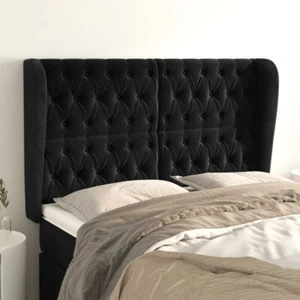 Kopfteil mit Ohren Schwarz 147x23x118/128 cm Samt - Bild 1 von 9