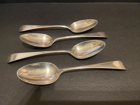 4 British Teaspoons By William Eley & William Fearn , London 1799 Cover