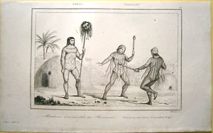1837 Druck BRASILIEN: MUNDURUKU MIT KOPF DES BOTOCUDO, #33 - Bild 1 von 1