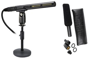 Audio Technica AT875R Short Shotgun Condenser Microphone w/ Line+Mic Stand - Picture 1 of 10