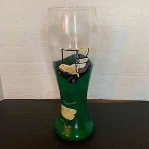 Golfing Beer Glass 19th Hole Golf Cart Green 22oz Tall Pilsner Pint Glass - Picture 1 of 5