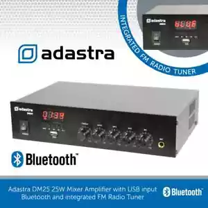 Adastra DM25 Bluetooth Amplifier Compact 25W USB FM AUX MIC 100V 4-16 Ohms Amp - Picture 1 of 5