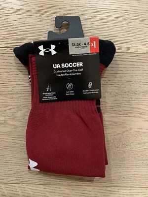 Calcetines de fútbol Under Armour Over the Calf UA granate juvenil 13,5-4,5 nuevos con etiquetas Foto 1 de 4