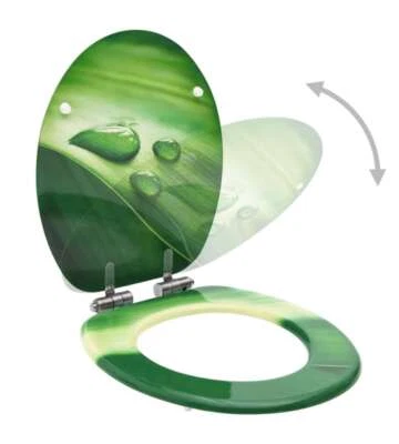 Tavoletta WC Coperchio Chiusura Morbida MDF Verde Goccia Acqua - Immagine 1 di 3