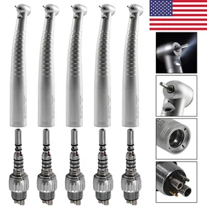 5 Dental Fiber Optic LED High Speed Handpiece + 6Hole Quick Coupler 360° Swivel - Picture 1 of 12
