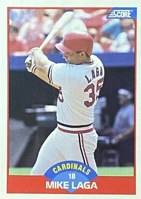 1989 Score #536 Mike Laga St. Louis Cardinals Baseball Card - Image 1 of 2