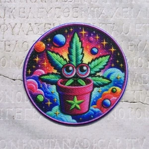 Cosmic Stoner Patch Iron-on Applique Clothing Hippie Boho Herbal Medicine Weed - Picture 1 of 21