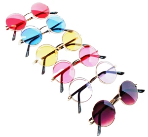 SET OF 6 COLORS ROUND WOMEN's SUNGLASSES HIPPIE HIPSTER RETRO METAL FRAME 43MM - Picture 1 of 24
