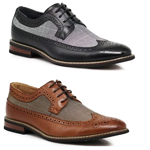  Herren Spectator zweifarbig Tweed perforiert Flügelspitze Schnürschuhe Oxford elegante Schuhe - Bild 1 von 14