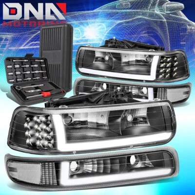 PARA CHEVY SILVERADO 1999-2002 LED DRL 4 PIEZAS PARACHOQUES FARO + HERRAMIENTAS NEGRO/CLARO Foto 1 de 4