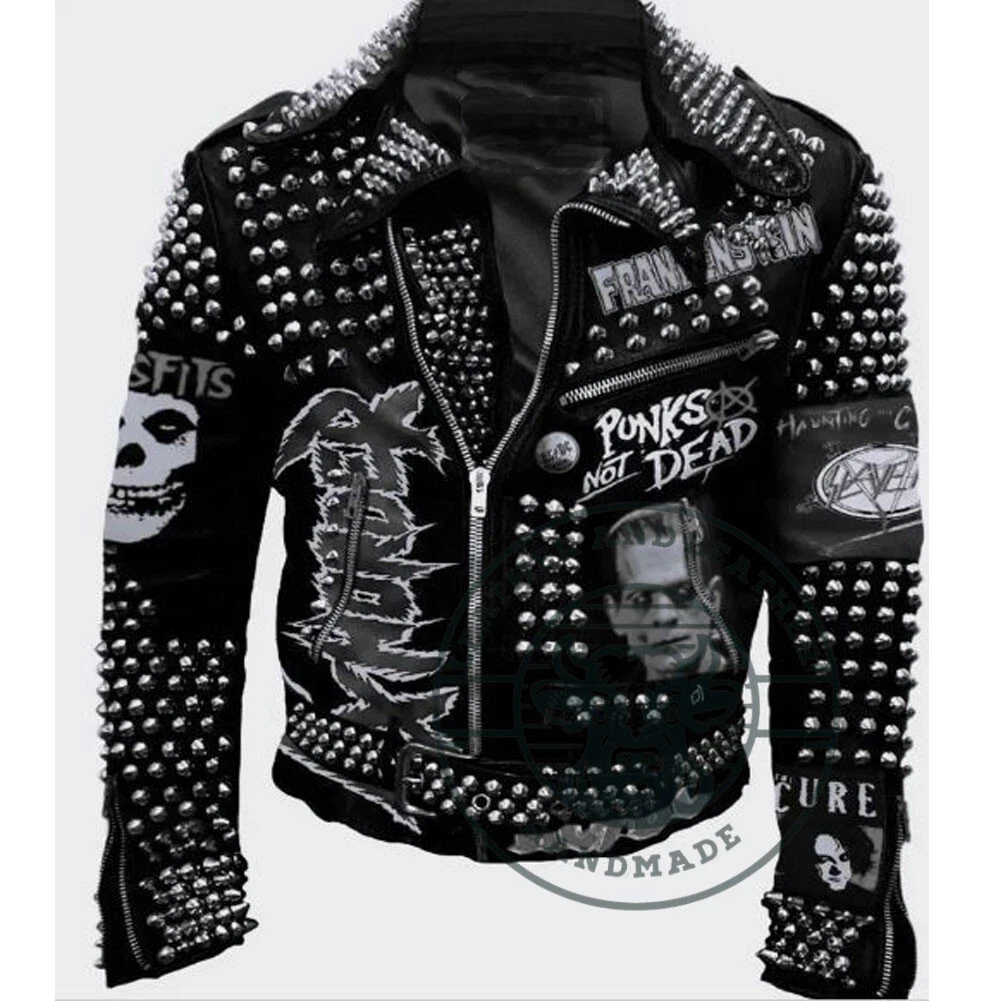 Zip Leather Outer Shell Studded Coats, Jackets & Vests for Men for