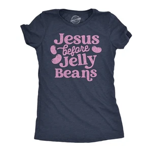Mujeres Divertidas Camisetas Jesús Antes Gominolas Sarcástico Pascua Camiseta para Damas - Imagen 1 de 7