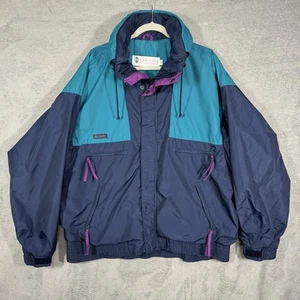 Vintage Columbia Vamoose Herren XL 90er türkis marineblau lila Nylon Jacke radiale Ärmel gebraucht, in einwandfreiem Zustand - Bild 1 von 18