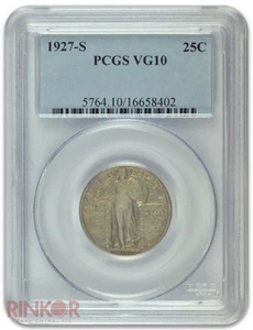 1927-S Standing Liberty Quarter PCGS VG-10 - Picture 1 of 3
