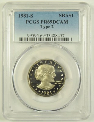 1981-S Type 2 Susan B. Anthony Dollar PCGS PR-69 DCAM #88457 - Image 1 of 2