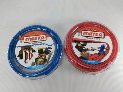 Zuru Mayka Toy Block Tape 2M/6.5FT  2 Stud Light Blue And Red - image 1 of 4