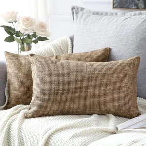 Artscope Cushion Covers Set of 2 Linen Decorative Square Pillowcases 30x50cm - Picture 1 of 4
