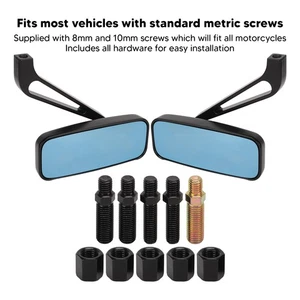 ˘Pair 8MM‑10MM Motorcycle Rear View Mirrors Reflectors For CB1000R CB1300 CBF600 - Picture 1 of 12