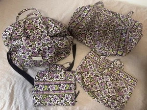 Vera Bradley 6 piezas Patrón de Pétalos de Ciruela Grande Viaje Bolsa de Lona Gran Viaje Conjunto de Viaje - Imagen 1 de 13