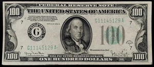 1934 D $100 Federal Reserve Note, Chicago! No pinholes! Fr# 2156 G. - Picture 1 of 4