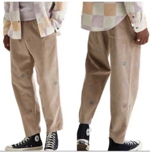 Pantalones bordados Urban Outfitters de pana tostada cara sonriente para hombre talla mediana - Imagen 1 de 8