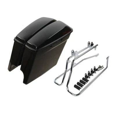 Alforjas duras estiradas de 5" y soporte de conversión apto para Harley Softail 1984-17 Foto 1 de 4