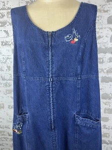 Vtg Disney Store Denim Maxi Dress Women’s XL Tinkerbell ABC Straight Jumper 90’s - Picture 1 of 23