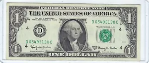 Banconota da 1 dollaro fantasia 1963A Harry H Fowler D05493130C (62 anni) RARA - Foto 1 di 2