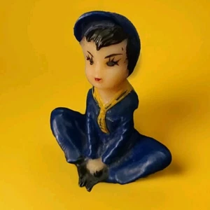 Vintage 1950s Wilton Boy Cub Scout figure sitting wax figurine Cake Topper 2.5"  - Picture 1 of 7