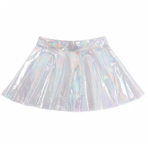 Women's Holographic Transparent Mini Skirt  Festival & Party Wear - Zdjęcie 1 z 5