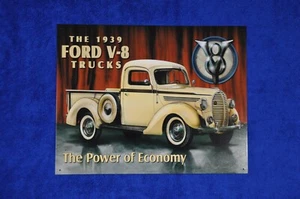 Ford 1939 V-8 Trucks The Power of Economy V8 Metal Sign Vintage Garage FoMoCo v8 - Picture 1 of 3
