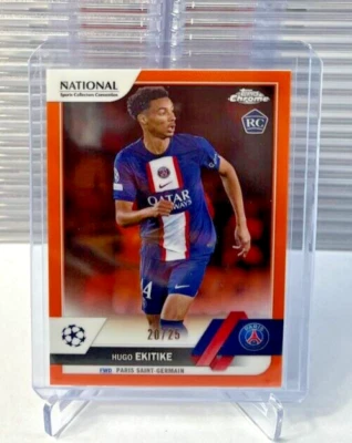 2023 Topps Chrome UEFA NSCC National Soccer HUGO EKITIKE ORANGE RC #20/25 - Image 1 of 2
