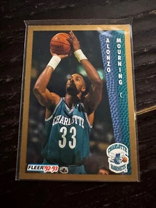 ‘92-93 Alonzo Mourning Fleer Rookie Card #5 Charlotte Hornets 33 NBA Basketball - Picture 1 of 2