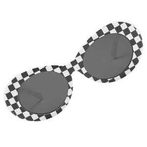 Owalne okulary przeciwsłoneczne w kratkę retro okulary damskie-GQ