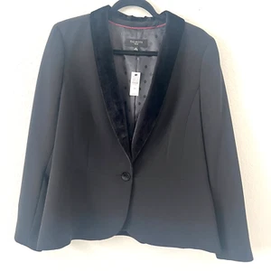 NUEVO CON ETIQUETAS Talla 16P Talbots Negro Terciopelo Chal Cuello Botón Único Blazer Chaqueta Carrera - Imagen 1 de 11