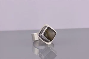 Anillo Jennifer Wagner JWL Plata Esterlina Cuadrado Labradorita Puño Banda 925 Talla: 5 - Imagen 1 de 8