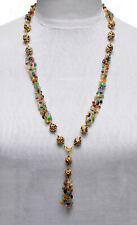 Multi-Color Gemstone Faceted Bead Knotted In Chain With Lac Ball Ln011117