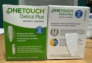 200 OneTouch DELICA Plus 33 GAUGE LANCETS (2 Boxes of 100) - Picture 1 of 1