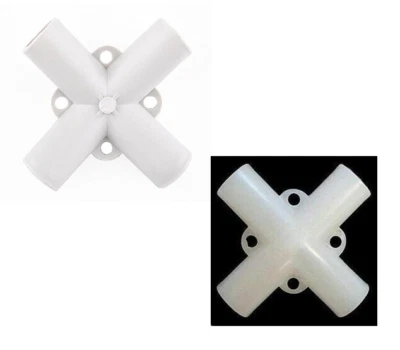 Green House Tent Roof Connector Pole Rod Joint Centre 4 Way 19mm Adapter White - Image 1 of 4