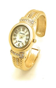 Wincci Damen Oval Metall Armreif Manschette Modeuhr Strass Perlen Zifferblatt - Bild 1 von 9