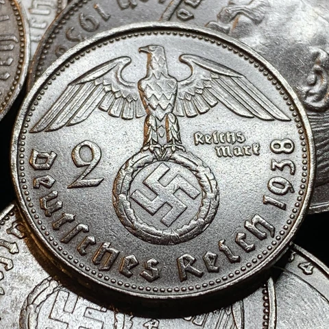 Rare Third Reich German 2 Reichsmark Hindenburg Silver Coin Cover