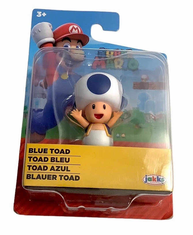 Jakks Pacific World of Nintendo Super Mario Blue Toad 2 1/2" Mini Figure Toy
